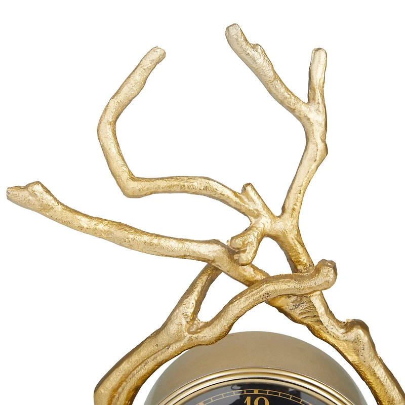 Gold Contemporary Abstract Clock, 8" x 4" x 13"