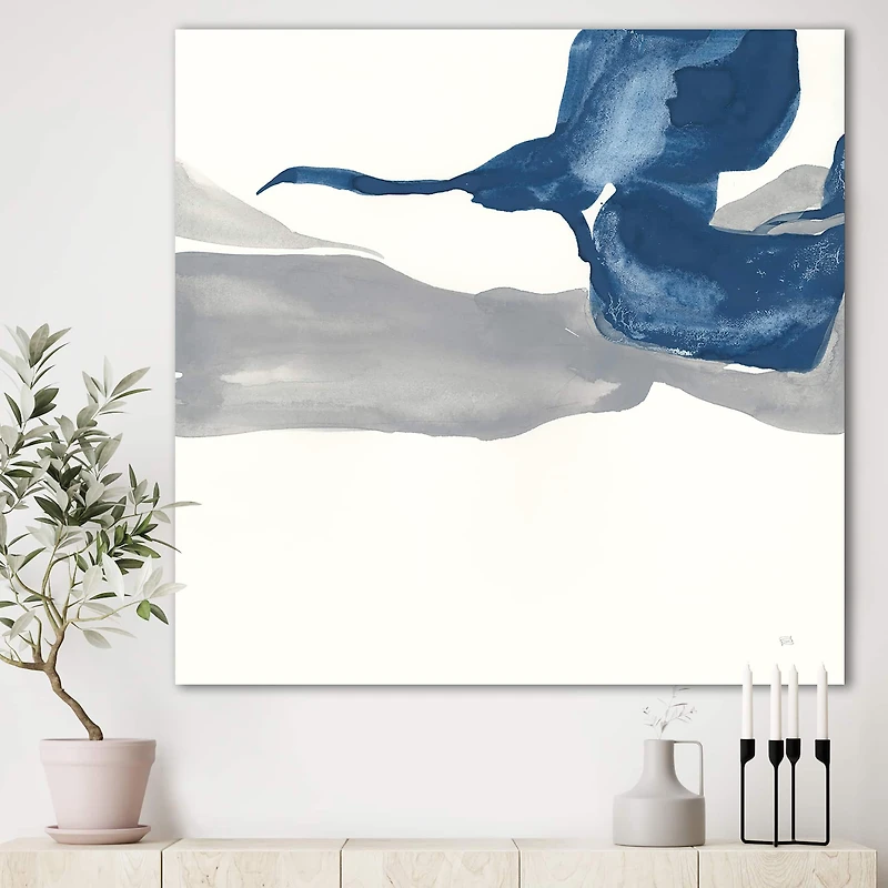 Designart - Gouache Sapphire on Gray IV