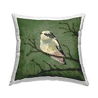 Stupell Industries Peaceful Perched Bird Botanical Branches Throw Pillow, 18" x 18"