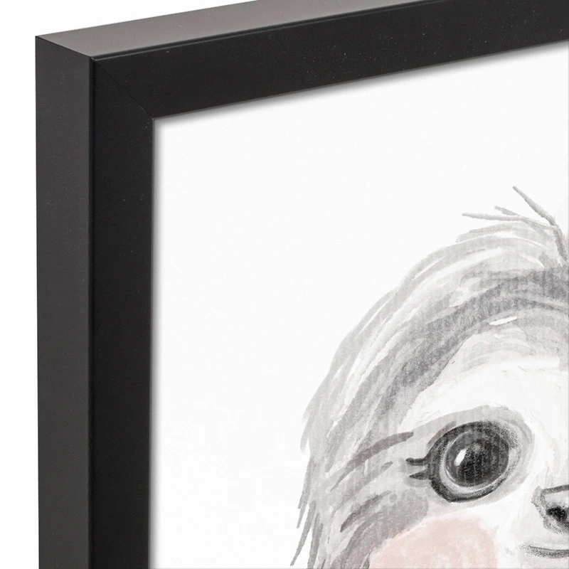 Baby Sloth 13.73" x 13.73" Black Framed Canvas