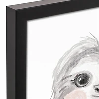 Baby Sloth 13.73" x 13.73" Black Framed Canvas