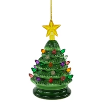 5" Green LED Retro Christmas Tree Ornament