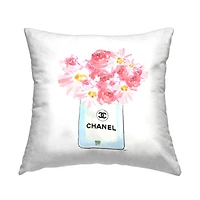 Stupell Industries Pink Flower Bouquet Glam Fashion Brand Throw Pillow, 18" x 18"