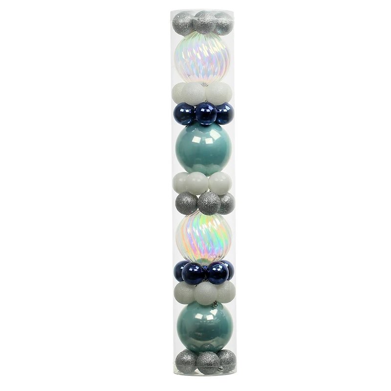 44 Pack 44mm & 120mm Blue & Silver Shatterproof Ball Ornaments by Ashland®