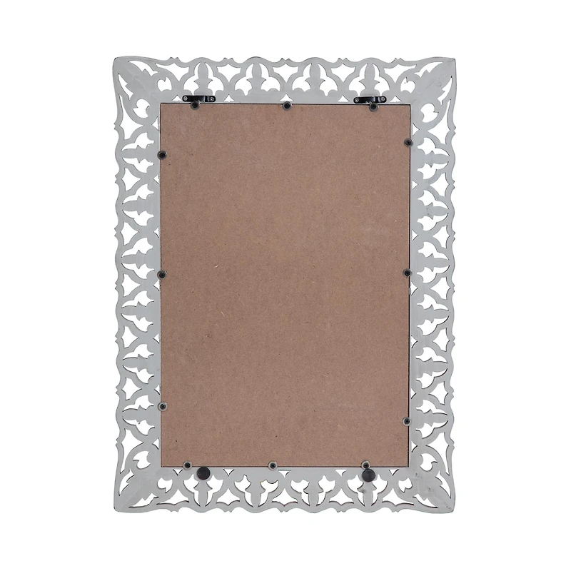 Habitat Calie 25" Distressed Gray Mirror with Carved Botanical Frame