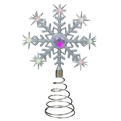 11" LED Lighted Coloring Changing Twinkling Snowflake Christmas Tree Topper