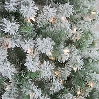 9ft. Pre-Lit Flocked Winema Pine Artificial Christmas Tree, Clear Lights