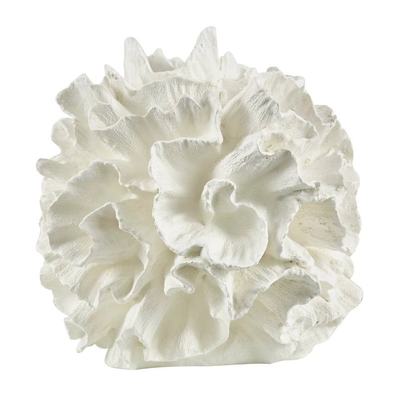 9" Cream Resin Coral Textured Sculpture