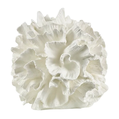 9" Cream Resin Coral Textured Sculpture