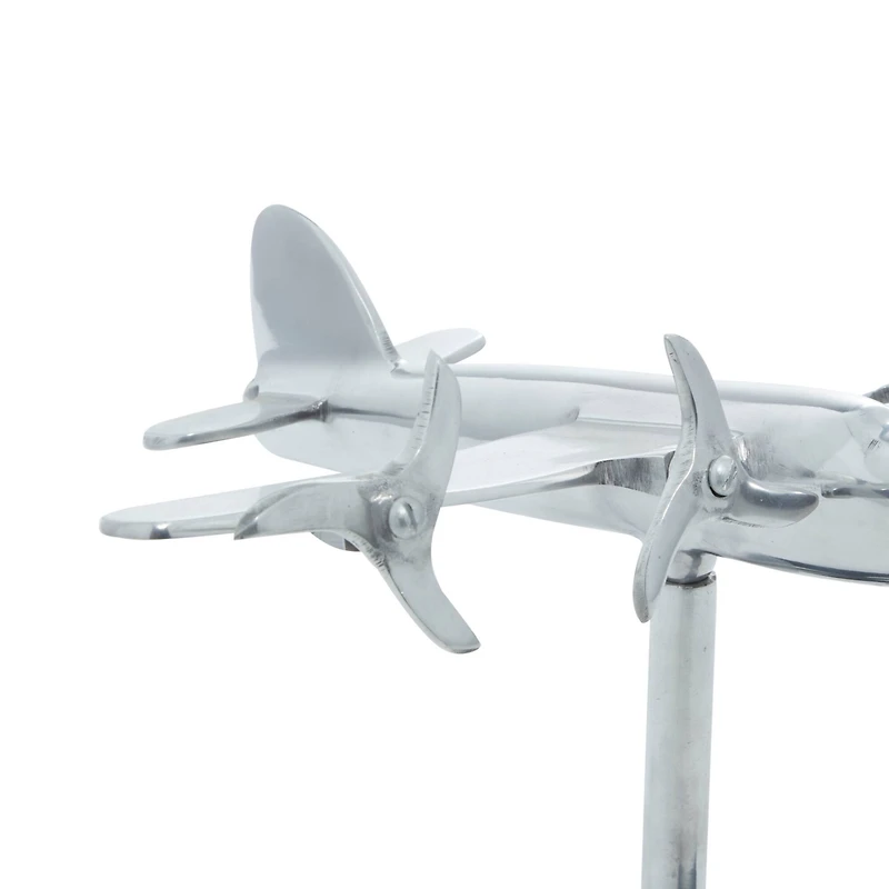Silver Aluminum Sculpture, Airplane 11" x 12" x 16"