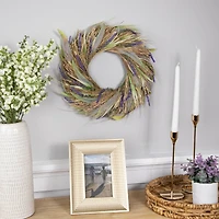 14" Artificial Grass and Lavender Spring Wreath