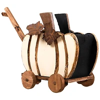 10.5" Fall Harvest Pumpkin Cart Tabletop Decoration