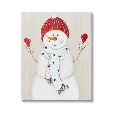 Stupell Industries 30" x 40" Seasonal Smiling Snowman Canvas Wall Art