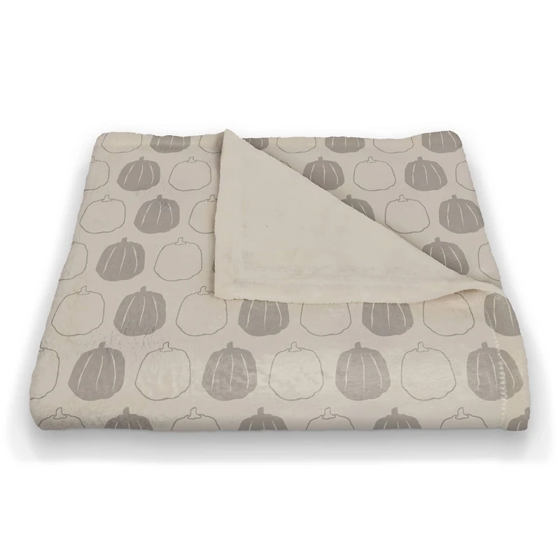 Gray Pumpkin Pattern Fleece Blanket
