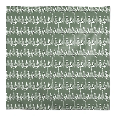 58'' Sage Christmas Tree Pattern Tablecloth