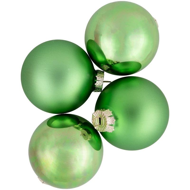 6ct. 3" Shiny & Matte Green Glass Ball Ornaments