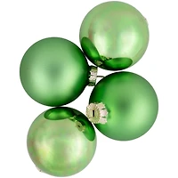 6ct. 3" Shiny & Matte Green Glass Ball Ornaments