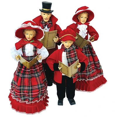 Santa's Workshop Red Plaid Carolers Set