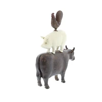 14" Brown Polystone Farmhouse Animals Sculpture
