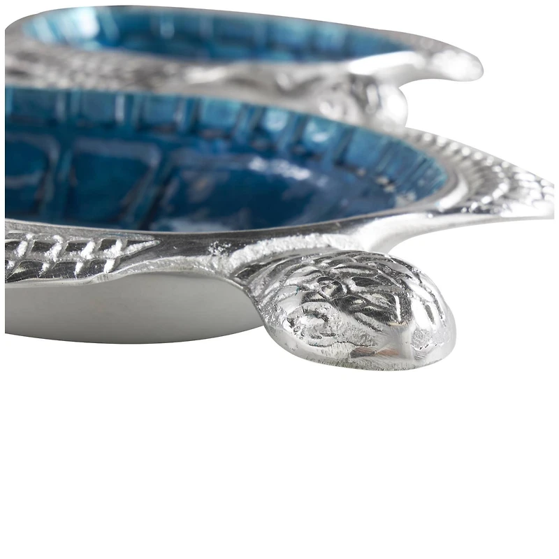Blue Aluminum Metal Turtle Enameled Decorative Bowls, 2ct.