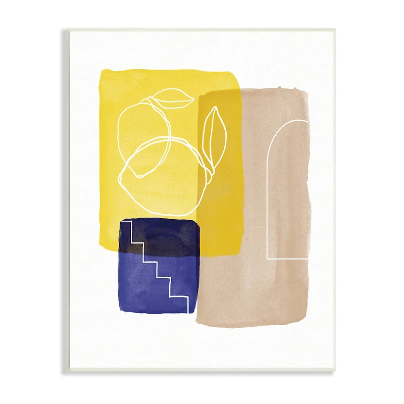 Stupell Industries Modern Line Abstraction over Lemon Pop Shapes Wall Plaque