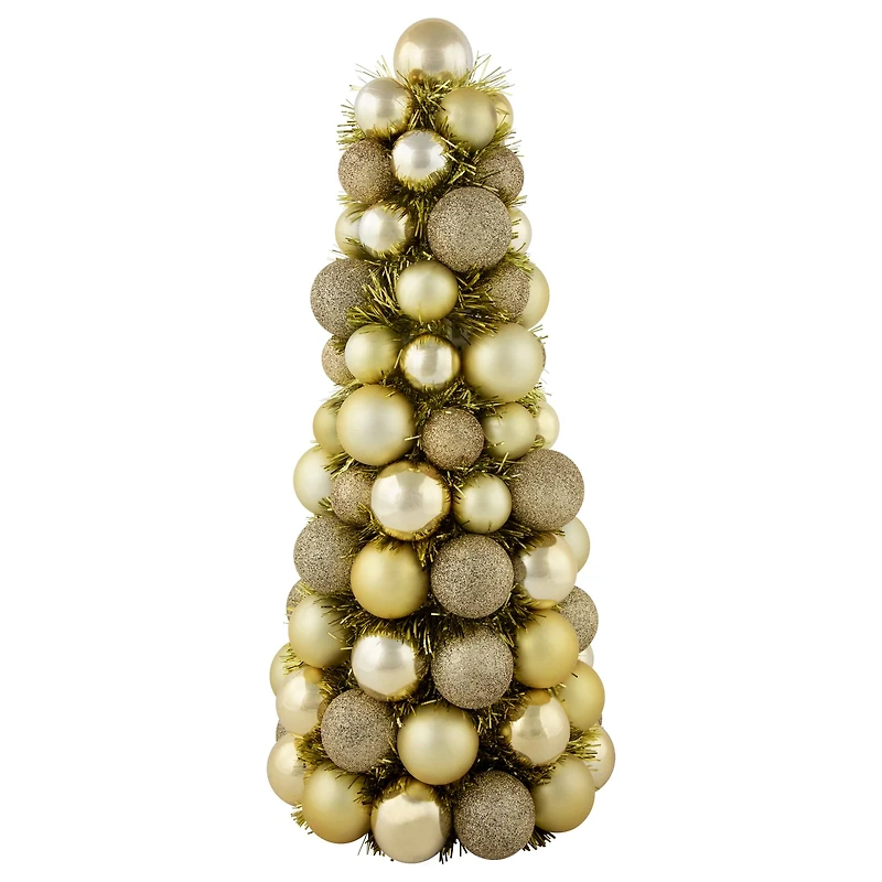 15.75" 3-Finish Shatterproof Ball Christmas Tree with Tinsel