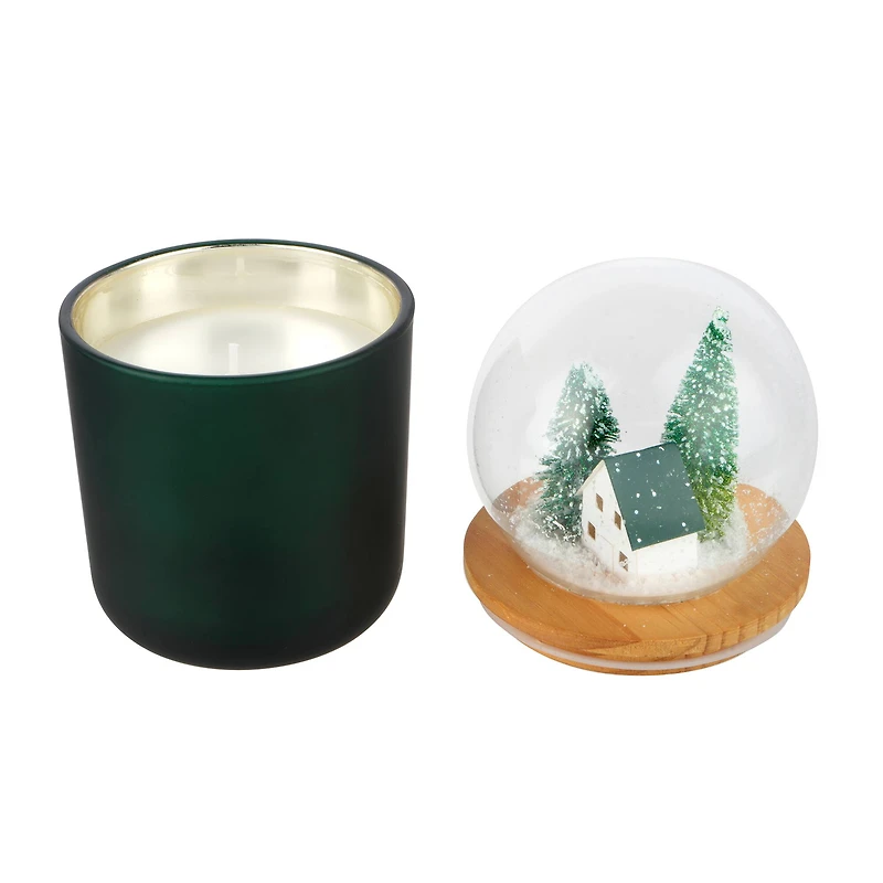Green Snow Globe Lid Scented Pillar Candle by Ashland®