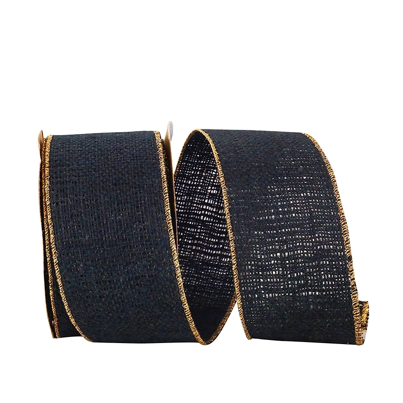 JAM Paper 2.5" x 10yd. Burlap Wired Gold Edge Ribbon