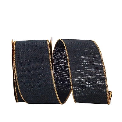 JAM Paper 2.5" x 10yd. Burlap Wired Gold Edge Ribbon