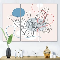 Designart - Butterfly One Line Drawing On Cubism Shapes III