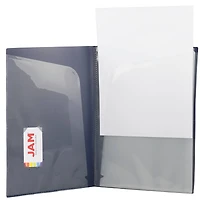 JAM Paper Navy Heavy Duty Plastic High 6-Pocket Folder, 2ct.