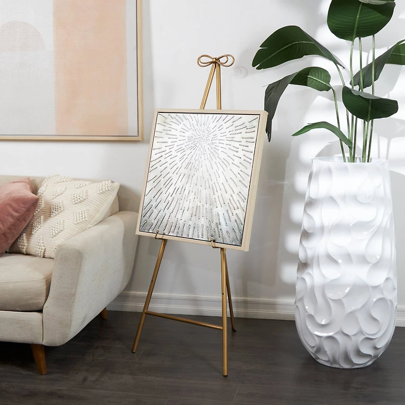 Gold Metal Tall Adjustable Floor Easel with Bow Top