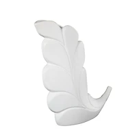 15" White Leaf Ceramic Slanted Decorative Vase