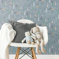 RoomMates Dark Gray Spring Forest Pals Peel & Stick Wallpaper