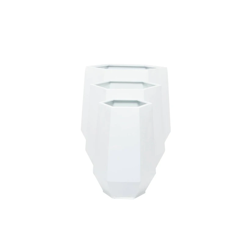 White Modern Planter, Set of 3" 20", 16", 10"