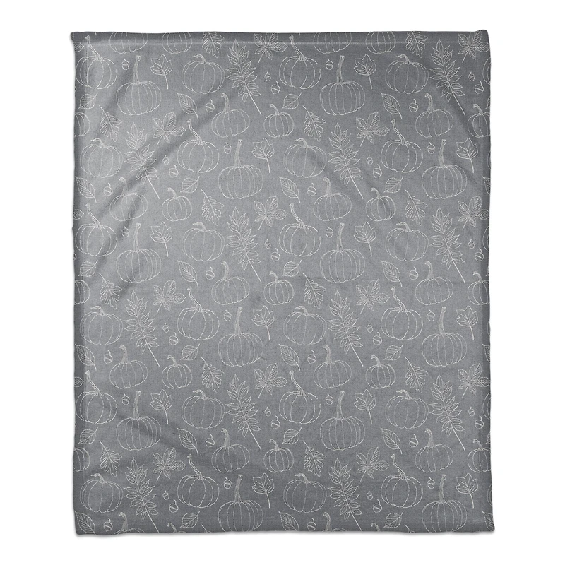 Autumn Pumpkins On Blue Coral Fleece Blanket