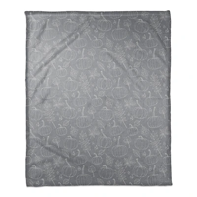 Autumn Pumpkins On Blue Coral Fleece Blanket