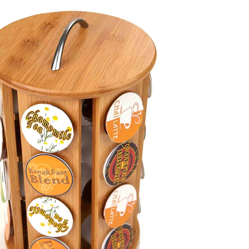 Mind Reader 30 Capacity Bamboo Single Serve Coffee Pod Holder Carousel
