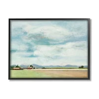 Stupell Industries Red Barn Farm Landscape Soft Blue Sky Framed Wall Art