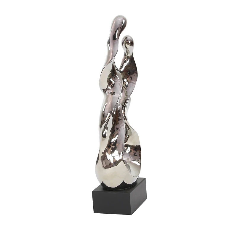 27" Silver Ceramic Modern Abstract Sculpture