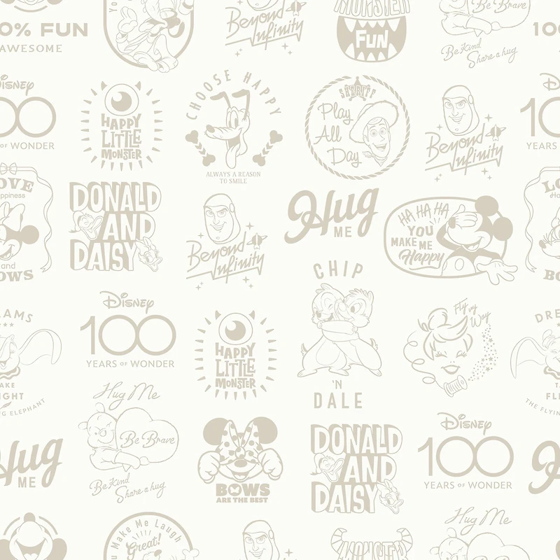 RoomMates Disney 100th Anniversary Icons Beige Peel & Stick Wallpaper