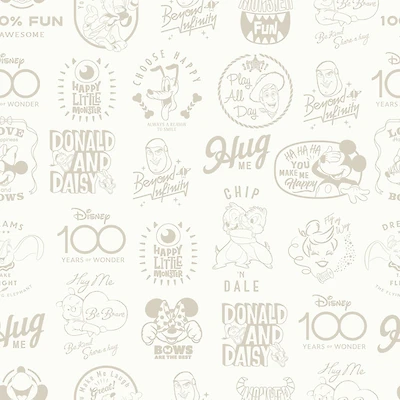 RoomMates Disney 100th Anniversary Icons Beige Peel & Stick Wallpaper