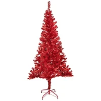 6ft. Unlit Red Artificial Tinsel Christmas Tree