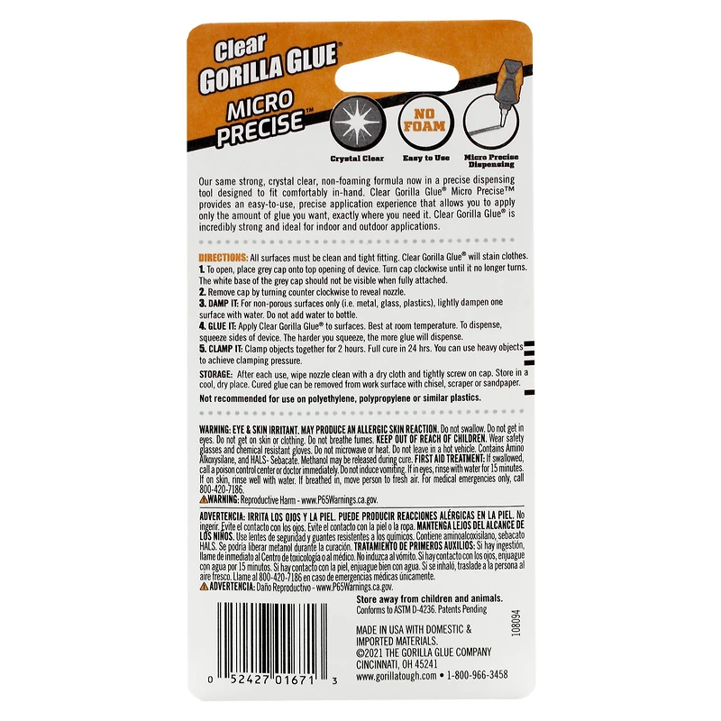 Gorilla® Micro Precise™ Clear Glue