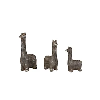 Set of 3 Black Metal Eclectic Llama Sculpture, 8", 7", 5"