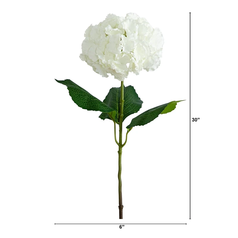 30" White Hydrangea Flower Stems, 3ct.