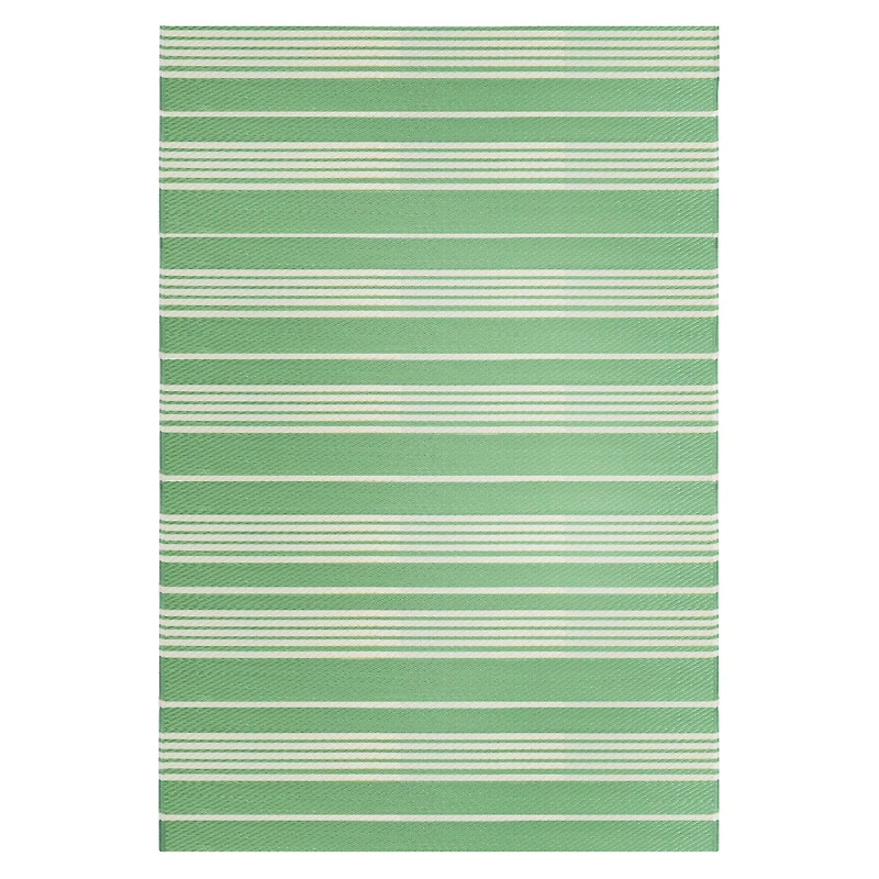 Green & White Striped Outdoor Area Rug, 4ft. x 6ft.