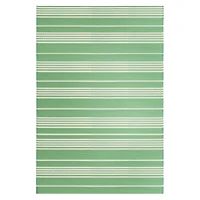 Green & White Striped Outdoor Area Rug, 4ft. x 6ft.