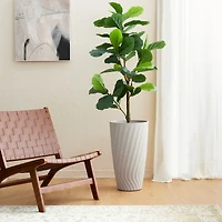 Glitzhome® 24" Sand Beige Faux Terrazzo Wave Textured Ceramic Planters, 2ct.