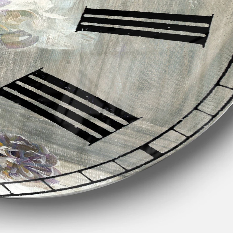 Designart 'Rustic Florals White Cabin Wall Clock